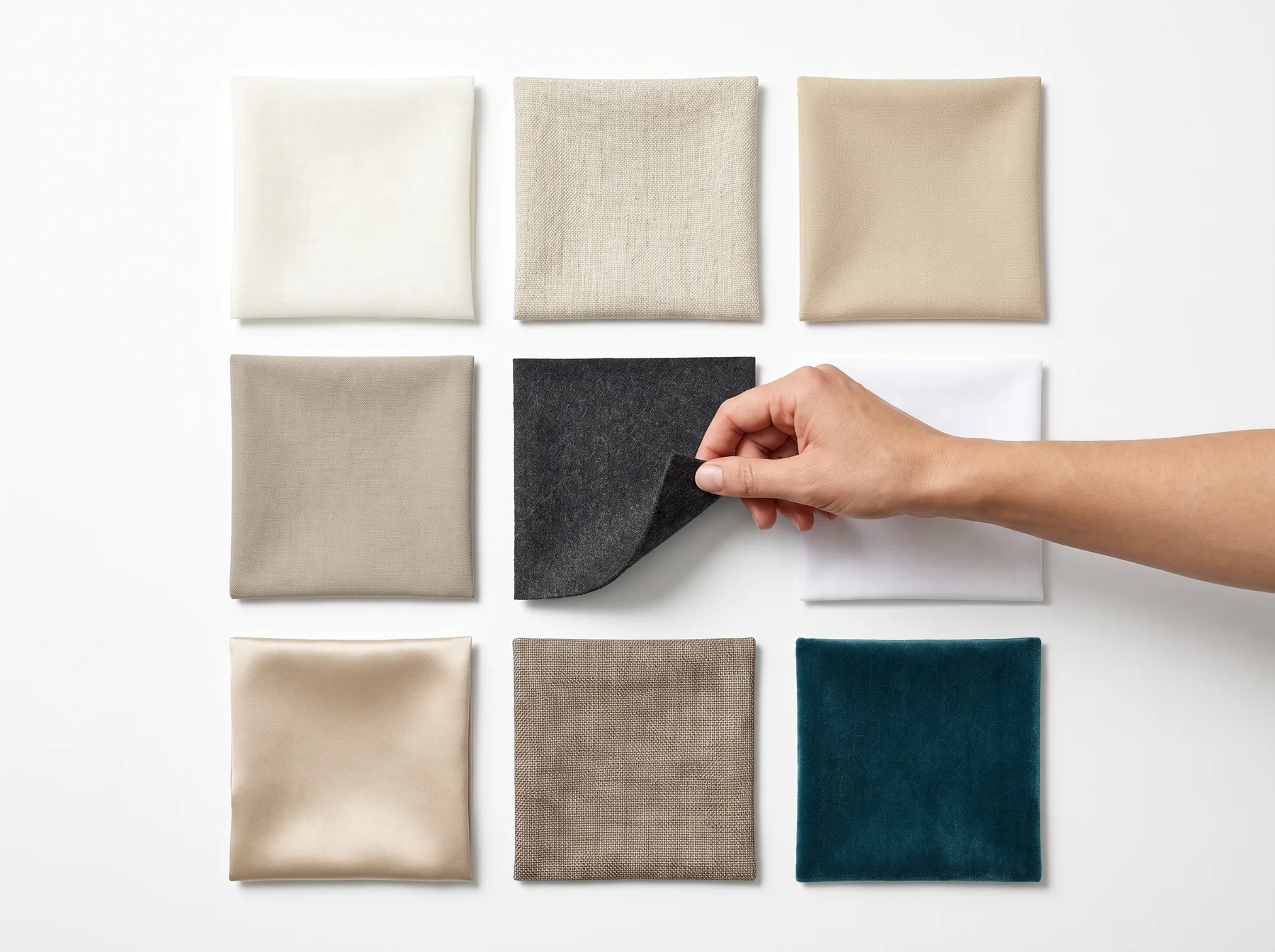 Choosing from a grid of curtain fabric swatches